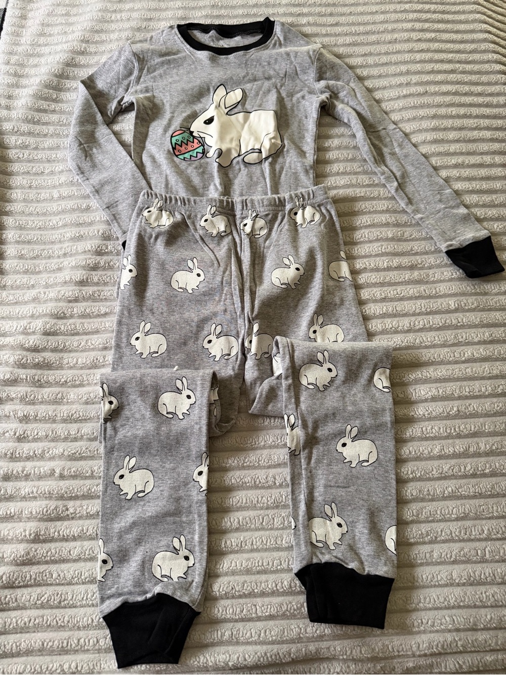 Kids Grey Bunny Pajama Set - Cozy Sleepwear
